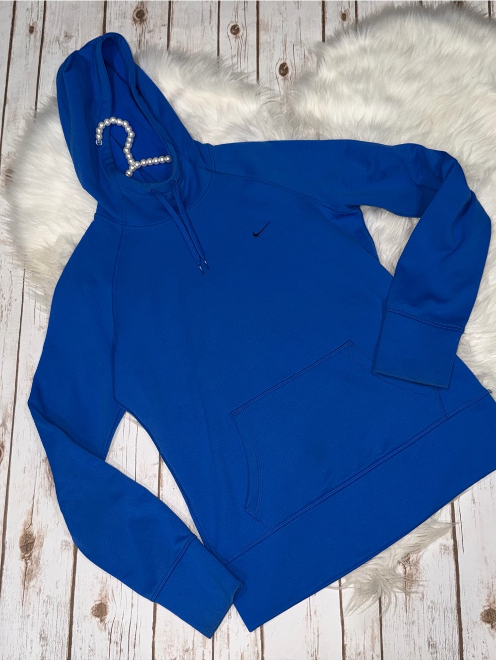 Nike Jacket MedBlue Women Therma-Fit Swoosh Pullover Hoodie Athletic Used Casual